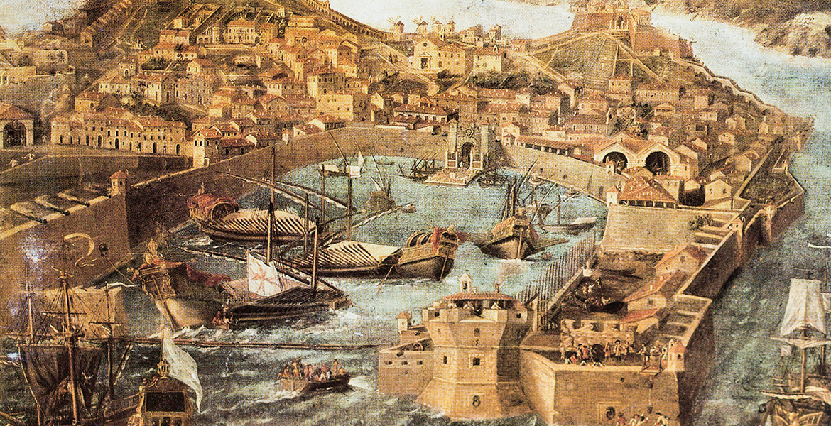 Portoferraio Insel Elba - Ölgemälde auf den Hafen von Portoferraio im siebzehnten Jahrhundert